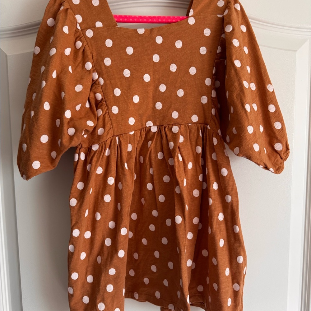 Girls New without tags Zara Brown Dress with White Dots